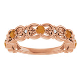 14K Gold Round Natural Citrine Vintage-Inspired Scroll Ring - Rose Gold - view 3