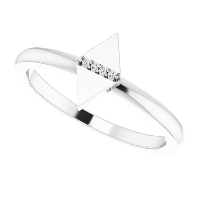 14K Gold Round Natural Diamond Geometric Ring II - White Gold - view 5