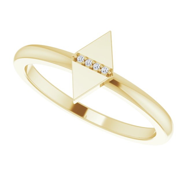 14K Gold Round Natural Diamond Geometric Ring II - Yellow Gold - view 5