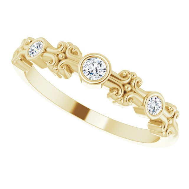 14K Gold Round Natural Diamond Bezel-Set Ring III - Yellow Gold - view 5