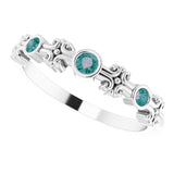 14K Gold Round Natural Alexandrite Bezel-Set Ring III - White Gold - view 5