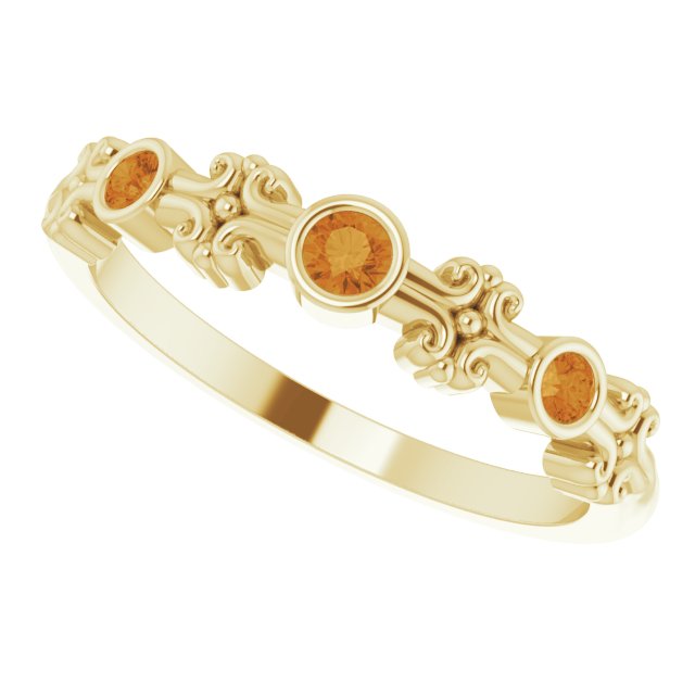 14K Gold Round Natural Citrine Bezel-Set Ring III - Yellow Gold - view 5