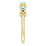 14K Gold Round Natural Aquamarine Bezel-Set Ring III - Yellow Gold - view 4