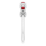 Platinum Round Natural Mozambique Garnet Bezel-Set Ring III - view 5