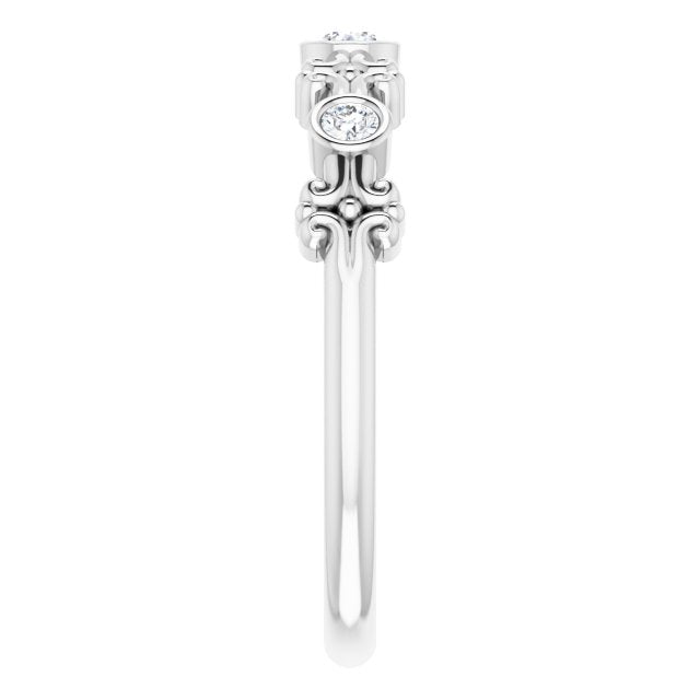 Platinum Round Natural Diamond Bezel-Set Ring III - view 5