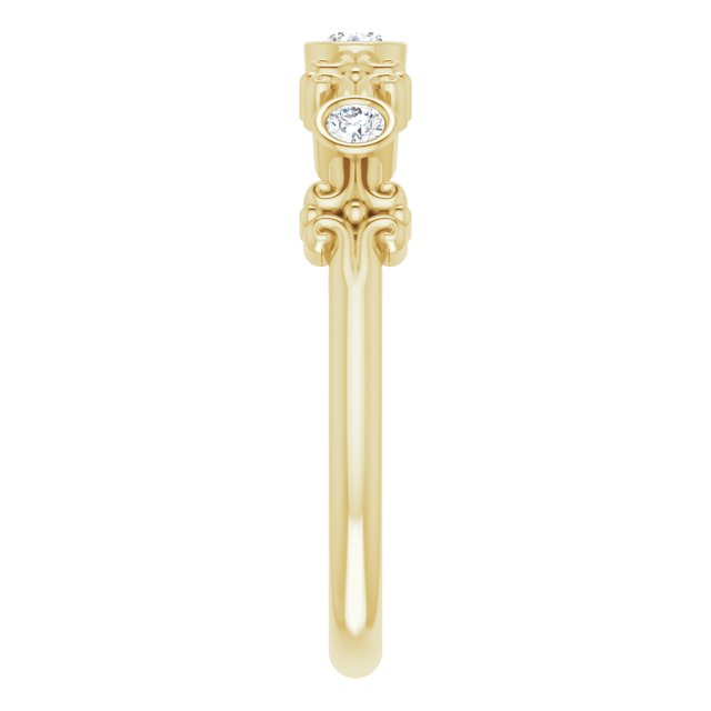 14K Gold Round Natural Diamond Bezel-Set Ring III - Yellow Gold - view 4