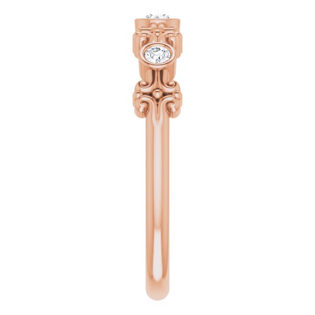 14K Gold Round Natural Diamond Bezel-Set Ring III - Rose Gold - view 5