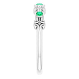 14K Gold Round Natural Emerald Bezel-Set Ring III - White Gold - view 4