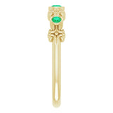 14K Gold Round Lab-Grown Emerald Bezel-Set Ring III - Yellow Gold - view 4