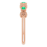 14K Gold Round Natural Emerald Bezel-Set Ring III - Rose Gold - view 5