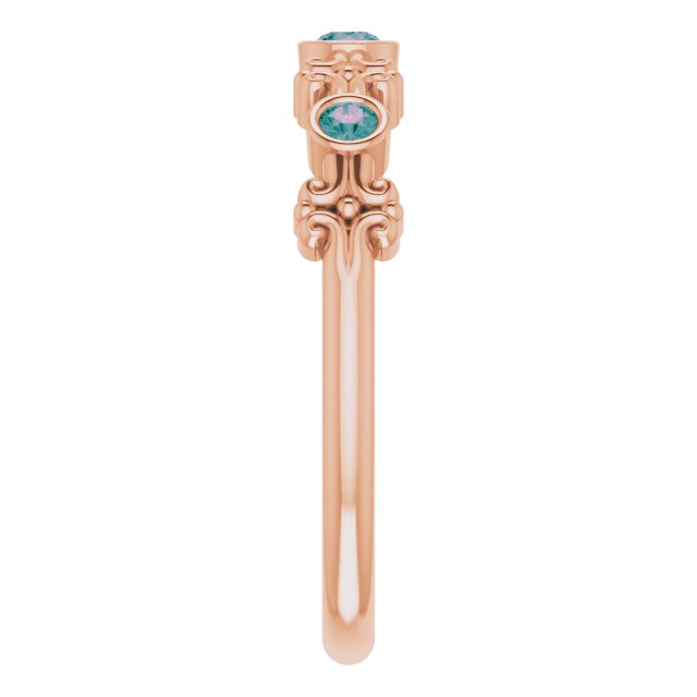 14K Gold Round Natural Alexandrite Bezel-Set Ring III - Rose Gold - view 5