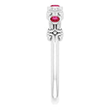 14K Gold Round Natural Ruby Bezel-Set Ring III - White Gold - view 4