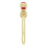 14K Gold Round Lab-Grown Ruby Bezel-Set Ring III - Yellow Gold - view 4