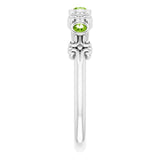 14K Gold Round Natural Peridot Bezel-Set Ring III - White Gold - view 4