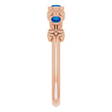 14K Gold Round Lab-Grown Blue Sapphire Bezel-Set Ring II - Rose Gold - view 5
