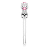 14K Gold Round Natural Pink Tourmaline Bezel-Set Ring III - White Gold - view 4