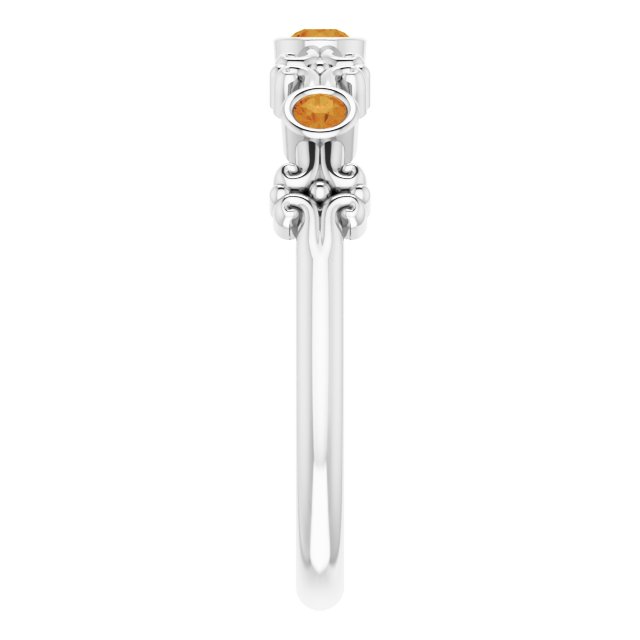 Platinum Round Natural Citrine Bezel-Set Ring III - view 5