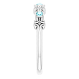 14K Gold Round Natural Blue Zircon Bezel-Set Ring III - White Gold - view 4