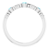14K Gold Round Natural Aquamarine Bezel-Set Ring III - White Gold - view 2