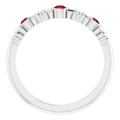 Platinum Round Natural Mozambique Garnet Bezel-Set Ring III - view 2