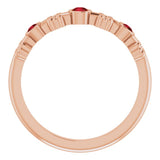 14K Gold Round Natural Mozambique Garnet Bezel-Set Ring III - Rose Gold - view 2