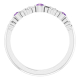 Platinum Round Natural Amethyst Bezel-Set Ring III - view 2