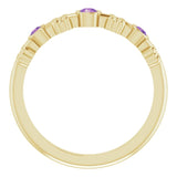 14K Gold Round Natural Amethyst Bezel-Set Ring III - Yellow Gold - view 2