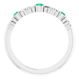 14K Gold Round Lab-Grown Emerald Bezel-Set Ring III - White Gold - view 2