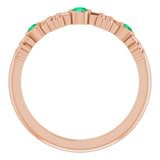 14K Gold Round Natural Emerald Bezel-Set Ring III - Rose Gold - view 2