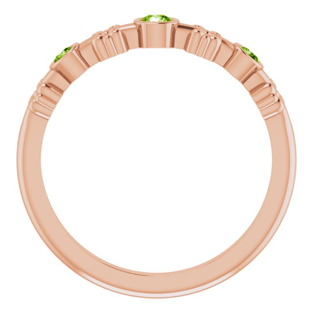 14K Gold Round Natural Peridot Bezel-Set Ring III - Rose Gold - view 2