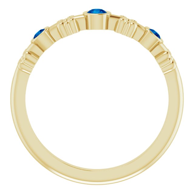 14K Gold Round Lab-Grown Blue Sapphire Bezel-Set Ring II - Yellow Gold - view 2