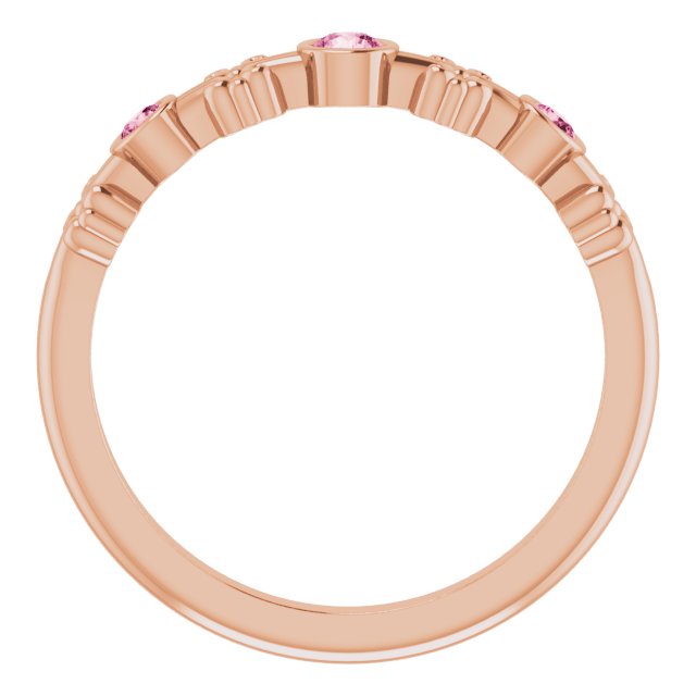 14K Gold Round Natural Pink Tourmaline Bezel-Set Ring III - Rose Gold - view 2