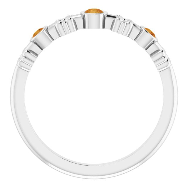 Platinum Round Natural Citrine Bezel-Set Ring III - view 2