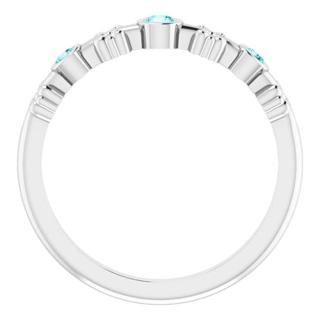 Platinum Round Natural Blue Zircon Bezel-Set Ring III - view 2