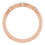 14K Gold Round Natural Blue Zircon Bezel-Set Ring III - Rose Gold - view 2