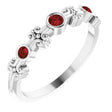 Platinum Round Natural Mozambique Garnet Bezel-Set Ring III