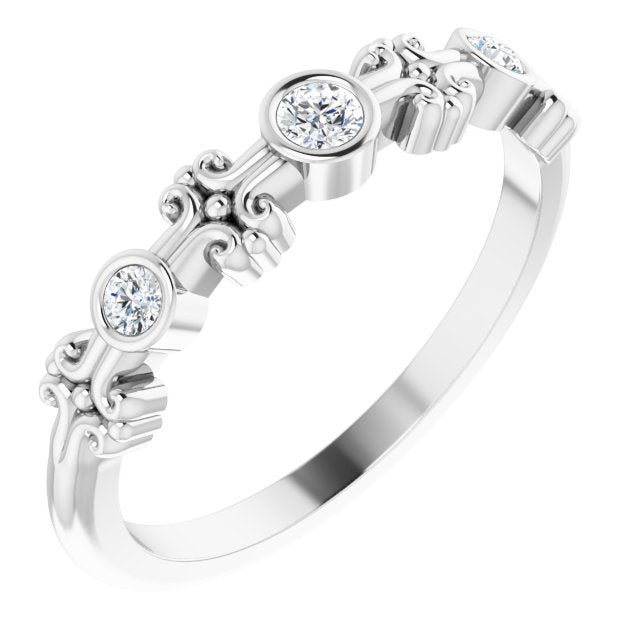 Platinum Round Natural Diamond Bezel-Set Ring III