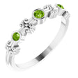 14K Gold Round Natural Peridot Bezel-Set Ring III - White Gold