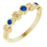 14K Gold Round Lab-Grown Blue Sapphire Bezel-Set Ring II - Yellow Gold