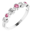 14K Gold Round Natural Pink Tourmaline Bezel-Set Ring III - White Gold