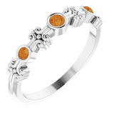 14K Gold Round Natural Citrine Bezel-Set Ring III - White Gold