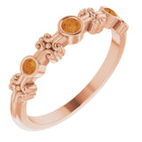 14K Gold Round Natural Citrine Bezel-Set Ring III - Rose Gold