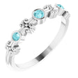 14K Gold Round Natural Blue Zircon Bezel-Set Ring III - White Gold