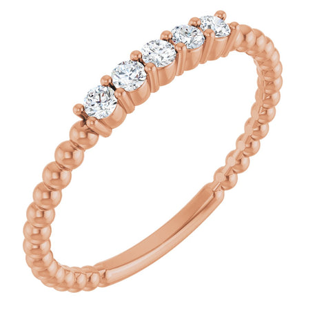 14K Gold Round Lab-Grown Diamond Stackable Ring – 2mm Stones - Rose Gold