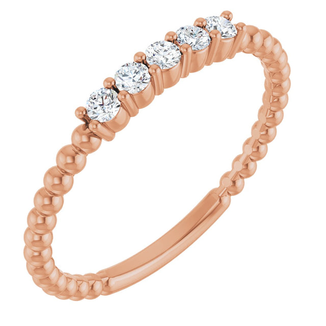 14K Gold Round Lab-Grown Diamond Stackable Ring – 2mm Stones - Rose Gold