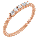 14K Gold Round Natural Diamond Stackable Ring VIII - Rose Gold