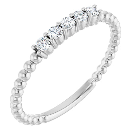 14K Gold Round Lab-Grown Diamond Stackable Ring – 2mm Stones - White Gold