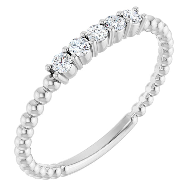 14K Gold Round Lab-Grown Diamond Stackable Ring – 2mm Stones - White Gold