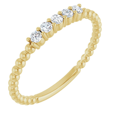 14K Gold Round Lab-Grown Diamond Stackable Ring – 2mm Stones - Yellow Gold