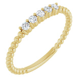 14K Gold Round Natural Diamond Stackable Ring VIII - Yellow Gold
